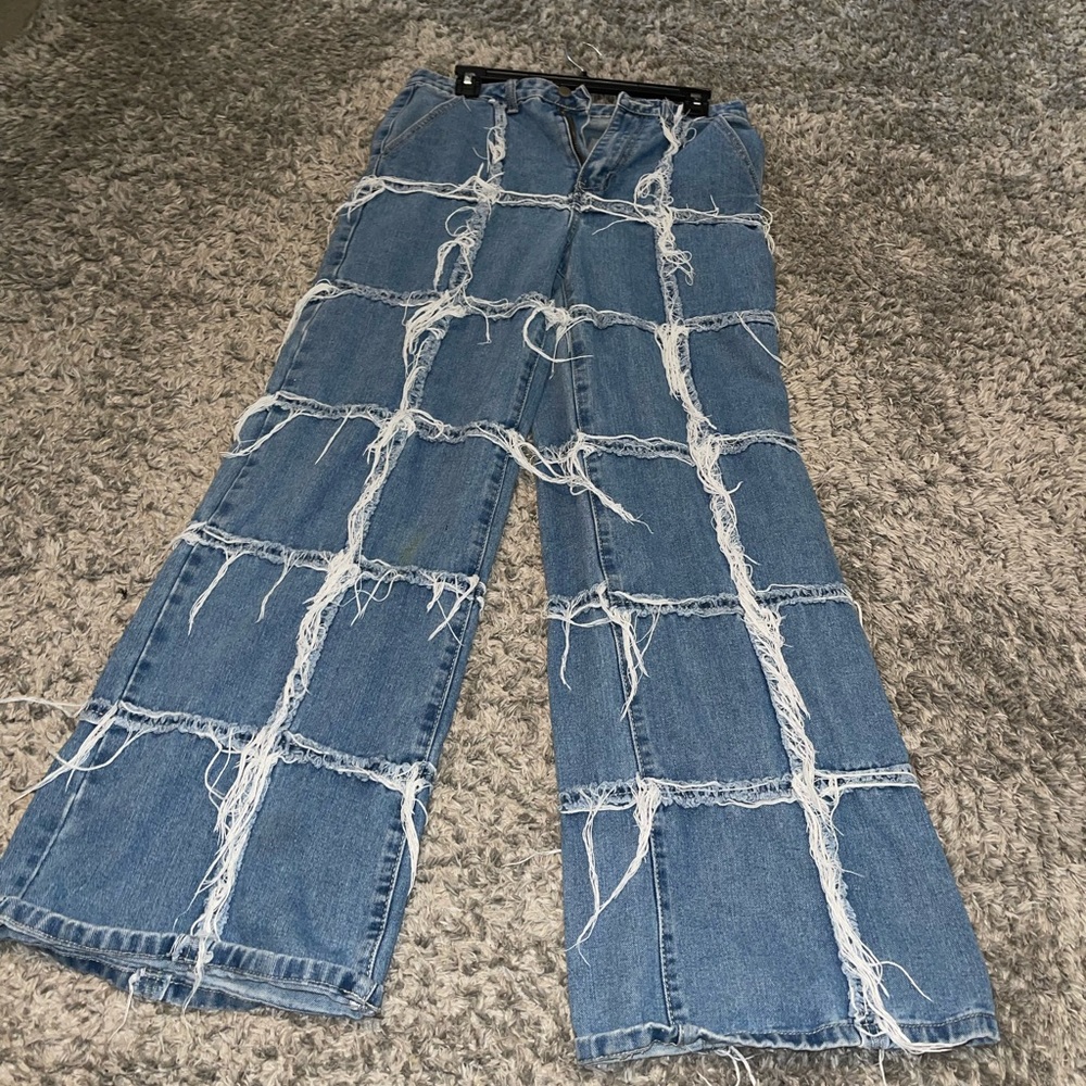 Funky shag, wide leg jeans